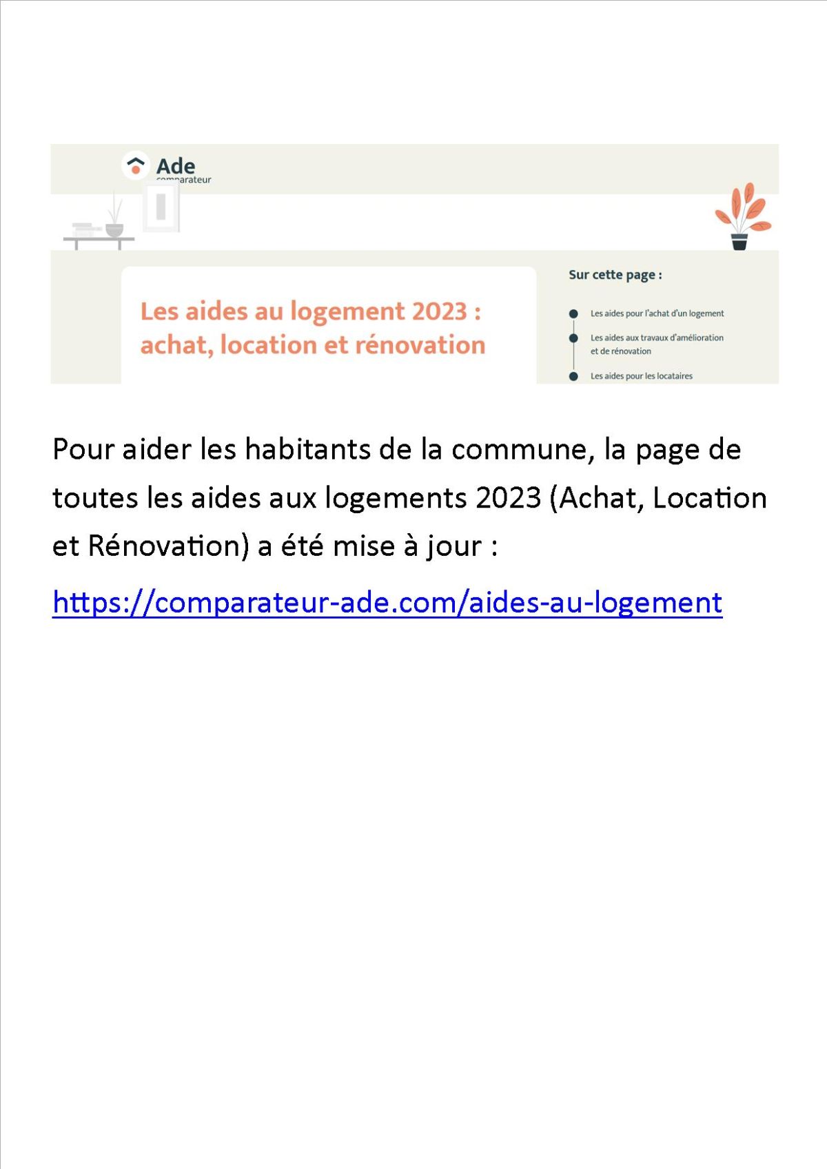 AIDES AUX LOGEMENTS 2023 #